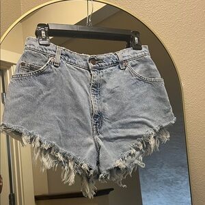 Levi's Light Blue Frayed Jean Shorts